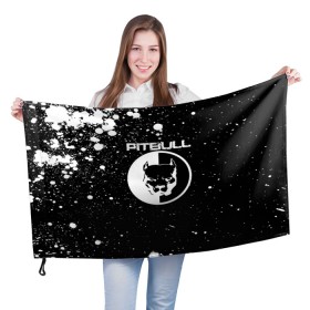 Флаг 3D с принтом Pitbull в Санкт-Петербурге, 100% полиэстер | плотность ткани — 95 г/м2, размер — 67 х 109 см. Принт наносится с одной стороны | 
