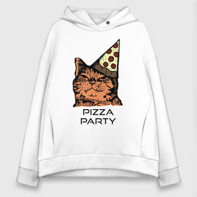 Женское худи Oversize хлопок с принтом PIZZA PARTY в Санкт-Петербурге, френч-терри — 70% хлопок, 30% полиэстер. Мягкий теплый начес внутри —100% хлопок | боковые карманы, эластичные манжеты и нижняя кромка, капюшон на магнитной кнопке | party | pizza | pizza party | time | арт | веселье | время | для детей | животные | картинка | кот | котик | котики | пицца | пиццы | рисунок | рыжий кот