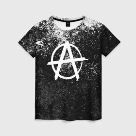 Женская футболка 3D с принтом АНАРХИЯ в Санкт-Петербурге, 100% полиэфир ( синтетическое хлопкоподобное полотно) | прямой крой, круглый вырез горловины, длина до линии бедер | anarchy | анархия | анархо коммунизм | граффити | символ | стена | череп