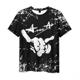 Мужская футболка 3D с принтом Алиса в Санкт-Петербурге, 100% полиэфир | прямой крой, круглый вырез горловины, длина до линии бедер | alisa | music | rock | ussr | алиса | алиса группа | константин кинчев | музыка | рок | ссср