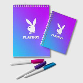 Блокнот с принтом PLAYBOY в Санкт-Петербурге, 100% бумага | 48 листов, плотность листов — 60 г/м2, плотность картонной обложки — 250 г/м2. Листы скреплены удобной пружинной спиралью. Цвет линий — светло-серый
 | Тематика изображения на принте: brand | brazzers | faketaxi | hub | mode | playboy | бразерс | бренд | мода | фейк такси