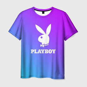 Мужская футболка 3D с принтом PLAYBOY в Санкт-Петербурге, 100% полиэфир | прямой крой, круглый вырез горловины, длина до линии бедер | brand | brazzers | faketaxi | hub | mode | playboy | бразерс | бренд | мода | фейк такси
