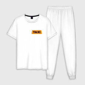 Мужская пижама хлопок с принтом FAKE TAXI в Санкт-Петербурге, 100% хлопок | брюки и футболка прямого кроя, без карманов, на брюках мягкая резинка на поясе и по низу штанин
 | brand | brazzers | fake taxi | faketaxi | hub | mode | playboy | бразерс | бренд | мода | фейк такси