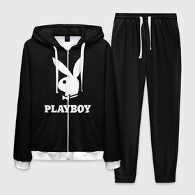 Мужской костюм 3D с принтом PLAYBOY в Санкт-Петербурге, 100% полиэстер | Манжеты и пояс оформлены тканевой резинкой, двухслойный капюшон со шнурком для регулировки, карманы спереди | brand | brazzers | faketaxi | hub | mode | playboy | бразерс | бренд | мода | фейк такси