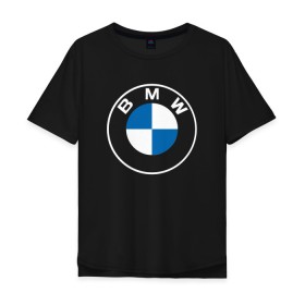 Мужская футболка хлопок Oversize с принтом BMW LOGO 2020 в Санкт-Петербурге, 100% хлопок | свободный крой, круглый ворот, “спинка” длиннее передней части | Тематика изображения на принте: bmw | bmw motorsport | bmw performance | carbon | m | motorsport | performance | sport | бмв | карбон | моторспорт | спорт