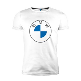 Мужская футболка премиум с принтом BMW LOGO 2020 в Санкт-Петербурге, 92% хлопок, 8% лайкра | приталенный силуэт, круглый вырез ворота, длина до линии бедра, короткий рукав | bmw | bmw motorsport | bmw performance | carbon | m | motorsport | performance | sport | бмв | карбон | моторспорт | спорт