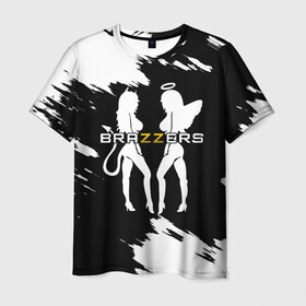Мужская футболка 3D с принтом Brazzers в Санкт-Петербурге, 100% полиэфир | прямой крой, круглый вырез горловины, длина до линии бедер | brazzers | ана | ангел | бразерс | браззерс | братья | демон | звезда | надпись | прикол | проно хуб | сайт | 