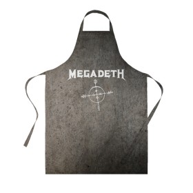 Фартук 3D с принтом Megadeth в Санкт-Петербурге, 100% полиэстер | общий размер — 65 х 85 см, ширина нагрудника — 26 см, горловина — 53 см, длина завязок — 54 см, общий обхват в поясе — 173 см. Принт на завязках и на горловине наносится с двух сторон, на основной части фартука — только с внешней стороны | dave mustaine | megadeth | music | rock | дирк вербурен | дэвид эллефсон | дэйв мастейн | кико лоурейро | мегадеф | музыка | рок | трэш метал | хард рок | хеви метал