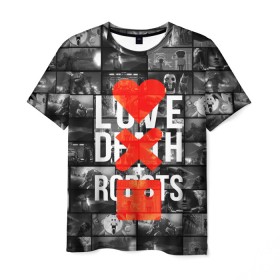 Мужская футболка 3D с принтом LOVE DEATH ROBOTS (LDR) в Санкт-Петербурге, 100% полиэфир | прямой крой, круглый вырез горловины, длина до линии бедер | death | fantastic | future | ldr | love | love death and robots | love death robots | netflix | robots | sci fi | будущее | лдр | любовь | нетфликс | роботы | фантастика