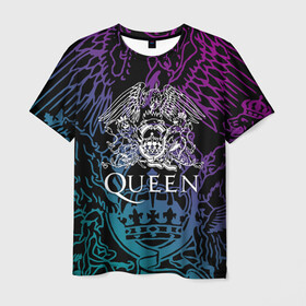 Мужская футболка 3D с принтом QUEEN в Санкт-Петербурге, 100% полиэфир | прямой крой, круглый вырез горловины, длина до линии бедер | Тематика изображения на принте: queen | rock | we will rock you | брайан мэи | группа queen | группа квин | джон дикон | квин | королева | король | роджер тейлор | рок | фредди меркьюри