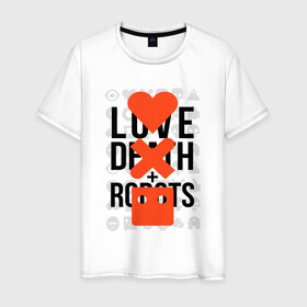 Мужская футболка хлопок с принтом LOVE DEATH ROBOTS (LDR) в Санкт-Петербурге, 100% хлопок | прямой крой, круглый вырез горловины, длина до линии бедер, слегка спущенное плечо. | Тематика изображения на принте: death | fantastic | future | ldr | love | love death and robots | love death robots | netflix | robots | sci fi | будущее | лдр | любовь | нетфликс | роботы | фантастика