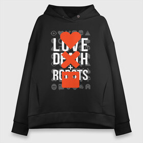 Женское худи Oversize хлопок с принтом LOVE DEATH ROBOTS (LDR) в Санкт-Петербурге, френч-терри — 70% хлопок, 30% полиэстер. Мягкий теплый начес внутри —100% хлопок | боковые карманы, эластичные манжеты и нижняя кромка, капюшон на магнитной кнопке | death | fantastic | future | ldr | love | love death and robots | love death robots | netflix | robots | sci fi | будущее | лдр | любовь | нетфликс | роботы | фантастика