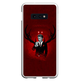 Чехол для Samsung S10E с принтом Hannibal в Санкт-Петербурге, Силикон | Область печати: задняя сторона чехла, без боковых панелей | hannibal | red | актер | ганнибал | ганнибал лектор | герой | кино | костюм | мадс миккельсен | надпись | парню | персонаж | прикольная | рога | сериал | фбр | хью дэнси | человек