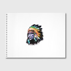 Альбом для рисования с принтом Индеец в Санкт-Петербурге, 100% бумага
 | матовая бумага, плотность 200 мг. | Тематика изображения на принте: art | wolf | америка | вождь | волк | голова | индеец | майя | навахо | парню | перья | племя | портрет | прикольная | сша | человек | чероки