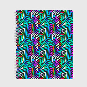 Тетрадь с принтом ГРАФФИТИ в Санкт-Петербурге, 100% бумага | 48 листов, плотность листов — 60 г/м2, плотность картонной обложки — 250 г/м2. Листы скреплены сбоку удобной пружинной спиралью. Уголки страниц и обложки скругленные. Цвет линий — светло-серый
 | doodling | pattern | textures | tiles | zentangle | абстракция | градиент | граффити | дудлинг | зентангл | красивые граффити | красивые картинки | паттерны | прикольные граффити | прикольные картинки | тайлы