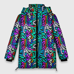 Женская зимняя куртка 3D с принтом ГРАФФИТИ в Санкт-Петербурге, верх — 100% полиэстер; подкладка — 100% полиэстер; утеплитель — 100% полиэстер | длина ниже бедра, силуэт Оверсайз. Есть воротник-стойка, отстегивающийся капюшон и ветрозащитная планка. 

Боковые карманы с листочкой на кнопках и внутренний карман на молнии | doodling | pattern | textures | tiles | zentangle | абстракция | градиент | граффити | дудлинг | зентангл | красивые граффити | красивые картинки | паттерны | прикольные граффити | прикольные картинки | тайлы