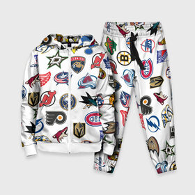 Детский костюм 3D с принтом NHL PATTERN в Санкт-Петербурге,  |  | anaheim ducks | arizona coyotes | boston bruins | buffalo sabres | calgary flames | canadiens de montreal | carolina hurricanes | chicago blackhawks | colorado avalanche | columbus blue jackets | dallas stars | detroit red wings | edmonton oil | hockey | 