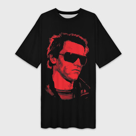 Платье-футболка 3D с принтом The Terminator 1984 в Санкт-Петербурге,  |  | 1984 | 84 | skynet | terminator | арни | арнольд | арт | железный | киборг | красный | первый | скайнет | теминатор один | терминатор | терминатор 1 | шварценеггер | шварцнеггер