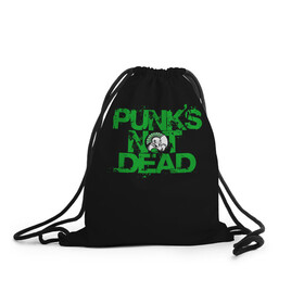 Рюкзак-мешок 3D с принтом Punks Not Dead в Санкт-Петербурге, 100% полиэстер | плотность ткани — 200 г/м2, размер — 35 х 45 см; лямки — толстые шнурки, застежка на шнуровке, без карманов и подкладки | art | punk | punks not dead | rock | sons of anarchy | анархия | арт | группа | егор летов | логотип | музыка | надпись | панк | панк рок | прикольная | рок | свобода | хаос