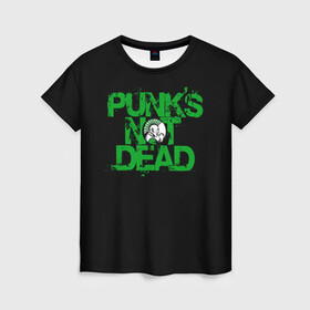 Женская футболка 3D с принтом Punks Not Dead в Санкт-Петербурге, 100% полиэфир ( синтетическое хлопкоподобное полотно) | прямой крой, круглый вырез горловины, длина до линии бедер | art | punk | punks not dead | rock | sons of anarchy | анархия | арт | группа | егор летов | логотип | музыка | надпись | панк | панк рок | прикольная | рок | свобода | хаос