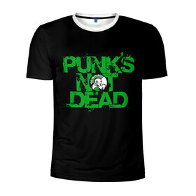 Мужская футболка 3D спортивная с принтом Punks Not Dead в Санкт-Петербурге, 100% полиэстер с улучшенными характеристиками | приталенный силуэт, круглая горловина, широкие плечи, сужается к линии бедра | Тематика изображения на принте: art | punk | punks not dead | rock | sons of anarchy | анархия | арт | группа | егор летов | логотип | музыка | надпись | панк | панк рок | прикольная | рок | свобода | хаос