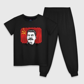Детская пижама хлопок с принтом Сталин и флаг СССР в Санкт-Петербурге, 100% хлопок |  брюки и футболка прямого кроя, без карманов, на брюках мягкая резинка на поясе и по низу штанин
 | джугашвили | иосиф | капитал | капитализм | коба | коммунизм | коммунист | маркс | победа | ретро | родина | серп и молот | советский союз | социализм | социалист | ссср | сталин | страна | флаг