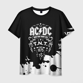 Мужская футболка 3D с принтом AC/DC T.N.T. в Санкт-Петербурге, 100% полиэфир | прямой крой, круглый вырез горловины, длина до линии бедер | ac dc | acdc | acdc ас дс | angus | back in black | highway to hell | mckinnon | young | австралийская | ангус янг | ас дс | асдс | блюз | в форме | гитара | группа | крис слэйд | метал | молния | музыка | п | певец | рок | рок н ролл