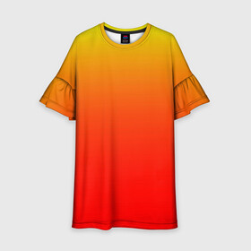 Детское платье 3D с принтом Оранж в Санкт-Петербурге, 100% полиэстер | прямой силуэт, чуть расширенный к низу. Круглая горловина, на рукавах — воланы | orange | желто красный | кислотный | красно желтый | оранж | переход | текстуры | яркий