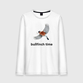 Мужской лонгслив хлопок с принтом Bullfinch time в Санкт-Петербурге, 100% хлопок |  | Тематика изображения на принте: bird | bullfinch | wings | летать | полет | птица | снегирь