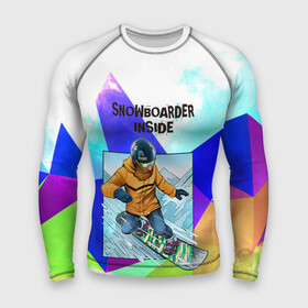 Мужской рашгард 3D с принтом Сноуборд в Санкт-Петербурге,  |  | snowboard | активный отдых | бородач | горы | доска | снег | сноуборд | сноубордист