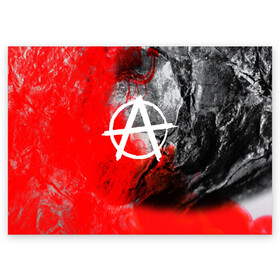 Поздравительная открытка с принтом АНАРХИЯ в Санкт-Петербурге, 100% бумага | плотность бумаги 280 г/м2, матовая, на обратной стороне линовка и место для марки
 | anarchy | анархия | анархо коммунизм | граффити | символ | стена | череп