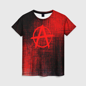 Женская футболка 3D с принтом АНАРХИЯ в Санкт-Петербурге, 100% полиэфир ( синтетическое хлопкоподобное полотно) | прямой крой, круглый вырез горловины, длина до линии бедер | anarchy | анархия | анархо коммунизм | граффити | символ | стена | череп