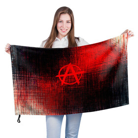 Флаг 3D с принтом АНАРХИЯ в Санкт-Петербурге, 100% полиэстер | плотность ткани — 95 г/м2, размер — 67 х 109 см. Принт наносится с одной стороны | anarchy | анархия | анархо коммунизм | граффити | символ | стена | череп