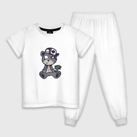 Детская пижама хлопок с принтом Крутой медведь Snoopi в Санкт-Петербурге, 100% хлопок |  брюки и футболка прямого кроя, без карманов, на брюках мягкая резинка на поясе и по низу штанин
 | Тематика изображения на принте: 