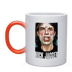 Кружка хамелеон с принтом MICK JAGGER в Санкт-Петербурге, керамика | меняет цвет при нагревании, емкость 330 мл | Тематика изображения на принте: mick jagger | music | rock | rolling stones | музыка | рок