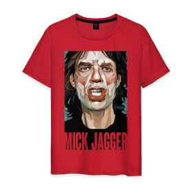 Мужская футболка хлопок с принтом MICK JAGGER в Санкт-Петербурге, 100% хлопок | прямой крой, круглый вырез горловины, длина до линии бедер, слегка спущенное плечо. | mick jagger | music | rock | rolling stones | музыка | рок