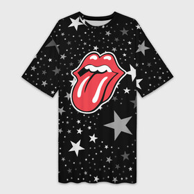 Платье-футболка 3D с принтом rolling stones star в Санкт-Петербурге,  |  | mick jagger | music | rock | rolling stones | музыка | рок