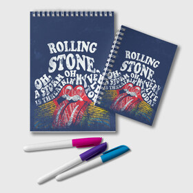 Блокнот с принтом Rolling Stone в Санкт-Петербурге, 100% бумага | 48 листов, плотность листов — 60 г/м2, плотность картонной обложки — 250 г/м2. Листы скреплены удобной пружинной спиралью. Цвет линий — светло-серый
 | mick jagger | music | rock | rolling stones | музыка | рок