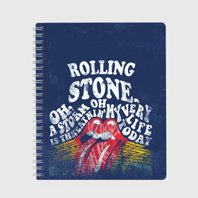 Тетрадь с принтом Rolling Stone в Санкт-Петербурге, 100% бумага | 48 листов, плотность листов — 60 г/м2, плотность картонной обложки — 250 г/м2. Листы скреплены сбоку удобной пружинной спиралью. Уголки страниц и обложки скругленные. Цвет линий — светло-серый
 | mick jagger | music | rock | rolling stones | музыка | рок