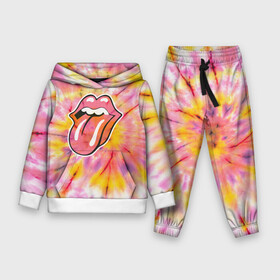 Детский костюм 3D (с толстовкой) с принтом Rolling Stones tie dye в Санкт-Петербурге,  |  | mick jagger | music | rock | rolling stones | музыка | рок