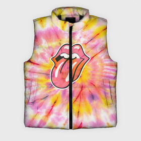 Мужской жилет утепленный 3D с принтом Rolling Stones tie dye в Санкт-Петербурге,  |  | mick jagger | music | rock | rolling stones | музыка | рок