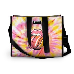 Сумка-шоппер 3D с принтом Rolling Stones tie-dye в Санкт-Петербурге, 100% полиэстер | застегивается на металлическую кнопку; внутренний карман застегивается на молнию. Стенки укреплены специальным мягким материалом, чтобы защитить содержимое от несильных ударов
 | mick jagger | music | rock | rolling stones | музыка | рок