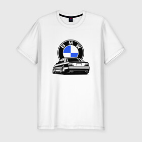 Мужская футболка хлопок Slim с принтом BMW (JDM) в Санкт-Петербурге, 92% хлопок, 8% лайкра | приталенный силуэт, круглый вырез ворота, длина до линии бедра, короткий рукав | bmw | bmw performance | m | motorsport | performance | бмв | бэха | моторспорт