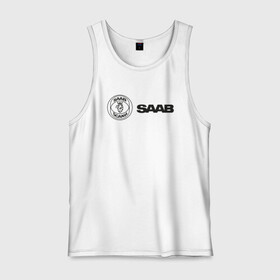 Мужская майка хлопок с принтом Saab Black Logo | Сааб лого в Санкт-Петербурге, 100% хлопок |  | auto | saab | scania | авто | автомобиль | ам | машина | сааб