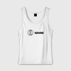 Женская майка хлопок с принтом Saab Black Logo | Сааб лого в Санкт-Петербурге, 95% хлопок, 5% эластан |  | auto | saab | scania | авто | автомобиль | ам | машина | сааб