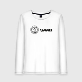 Женский лонгслив хлопок с принтом Saab Black Logo в Санкт-Петербурге, 100% хлопок |  | auto | saab | scania | авто | автомобиль | ам | машина | сааб