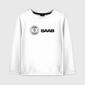 Детский лонгслив хлопок с принтом Saab Black Logo в Санкт-Петербурге, 100% хлопок | круглый вырез горловины, полуприлегающий силуэт, длина до линии бедер | auto | saab | scania | авто | автомобиль | ам | машина | сааб