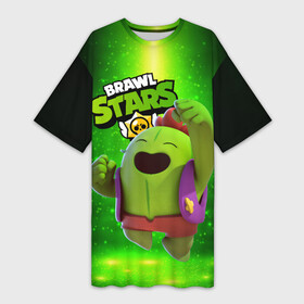 Платье-футболка 3D с принтом brawn stars Spike Спайк в Санкт-Петербурге,  |  | brawl | brawl stars | brawlstars | brawl_stars | jessie | poco | бравл | бравлстарс | поко