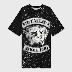 Платье-футболка 3D с принтом Metallica в Санкт-Петербурге,  |  | album | black | concert | heavy | kirk | metal | metallica | music | rock | tolls | джеймс хэтфилд | кирк хэмметт | клифф бёртон | ларс ульрих | метал | металлика | трэш