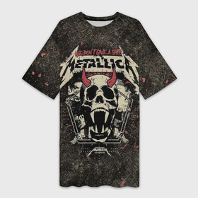 Платье-футболка 3D с принтом Metallica в Санкт-Петербурге,  |  | album | black | concert | heavy | kirk | metal | metallica | music | rock | tolls | джеймс хэтфилд | кирк хэмметт | клифф бёртон | ларс ульрих | метал | металлика | трэш